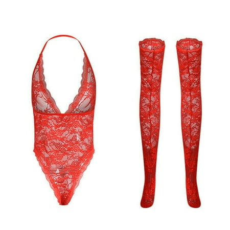 

Women s Lingeries Underwears Nightgown Fashion Lace Lingerie Backless V Neck Jumpsuit Pajamas Suit Bodysuit Stockings