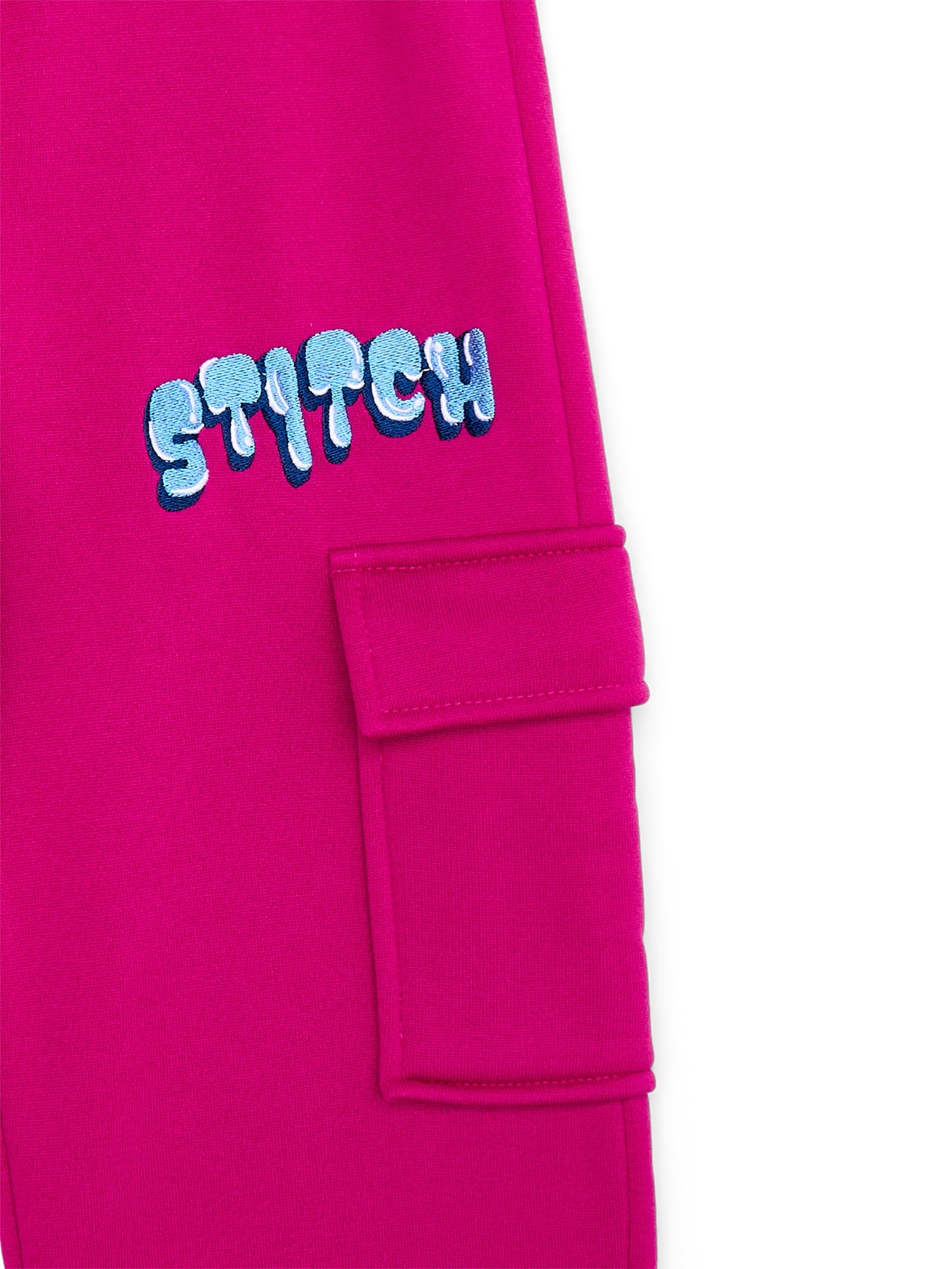 Stitch Girls Embroidered Graphic Wide Leg Fleece Pants, Sizes 4-16