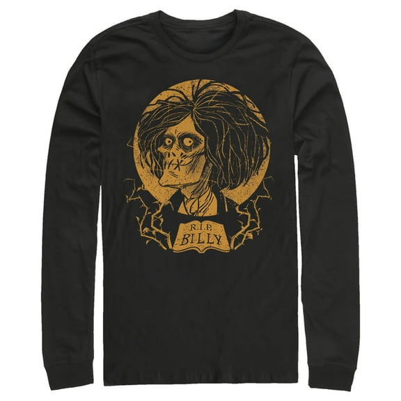 Men's Hocus Pocus Billy Zombie Portrait Long Sleeve Shirt Black Small