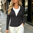 thumbnail image 2 of QIYAGBSA Ribbed Zip Up Hoodies for Women Slim Fit Long Sleeve Hooded Jacket with Drawstring Stretch Knit for Cool Fall Winter Days, 2 of 7