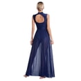 thumbnail image 2 of Miaeowve Adult Women Lyrical Dance Dress Overlay Leotard Dresses Sleeveless Mesh Tulle Flowy Maxi Navy Blue M, 2 of 6