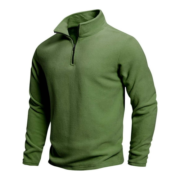 Handshe Men's Long Sleeve Half-Zip Stand Collar Sweatshirts, Solid Color Stylish Casual Autumn Winter Pullover, Urban Outdoor Casual Wear,Plus Size