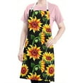 thumbnail image 5 of Black Orange Sunflower Pattern Apron-Garden Aprons for Women with Pockets-Cotton Linen Waterproof Kitchen Cooking Gardening Aprons Adjustable for Kitchen,Cooking,BBQ and Salon 33x27 Inch, 5 of 7