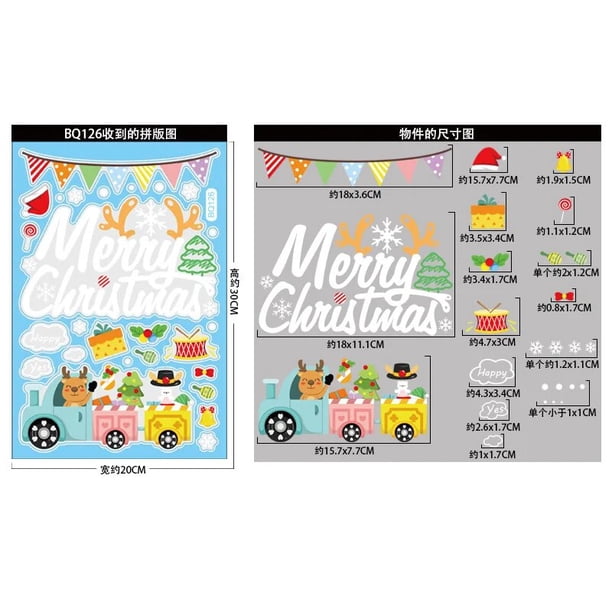 Calcomanías navideñas para ventana, pegatinas para ventana, copo de nieve, ciervo, Papá Noel, decoración del país de las maravillas de invierno