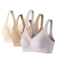 thumbnail image 2 of FITORON Wireless Sports Bras 3 Pack for Women, High Support Seamless Workout Bra, Medium Impact Yoga Gym Bras with Back Clasp, Coffee,Size M, 2 of 9