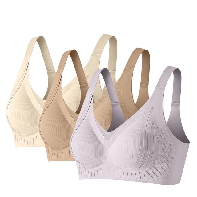 Mujeres Color Sólido Cuatro Filas Ajustable Inalámbrico Sujetador Levantamiento Reunión Diseño Plegable Comodidad Uso Diario, Ropa Interior Y Sujetadores de las Mujeres