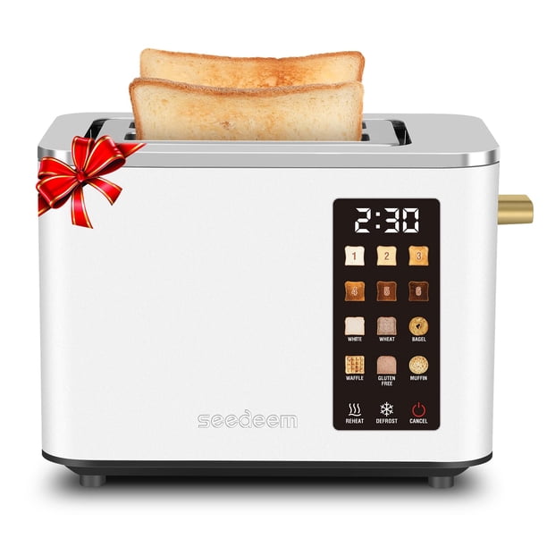 Tostadora SEEDEEM de 2 Rebanadas con Control Táctil Inteligente 900W Blanco Perla