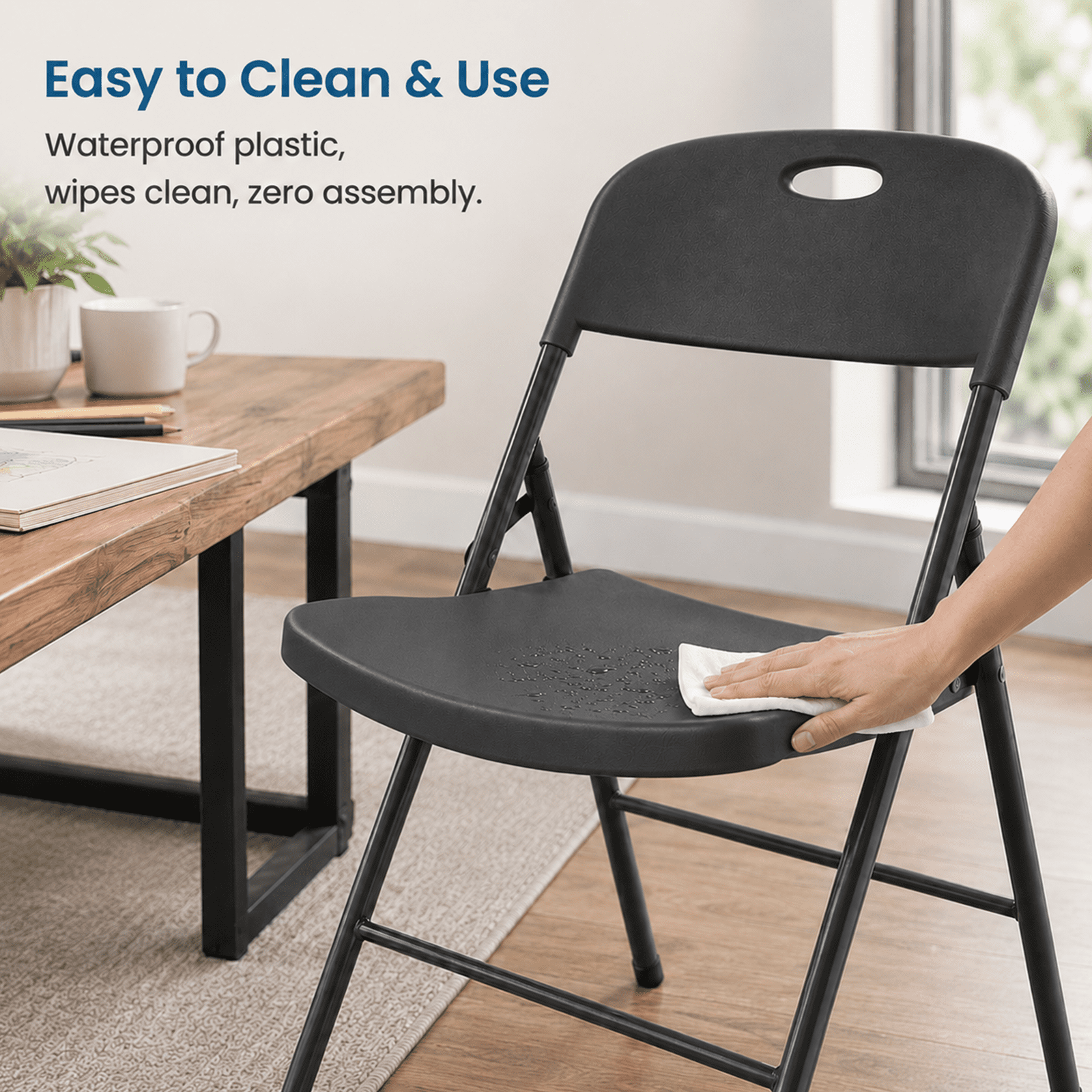 Alvantor Folding Chair, 350-Pound Capacity, Indoor Outdoor Plastic Commercial Stackable Foldable Guest Chairs for Events, Space-Saving