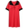 thumbnail image 1 of Jgppe Nightgown for Women Knit Ribbed with Chest Pads Lace Patchwork Short Sleeve Solid Color Sleepwear, 1 of 6