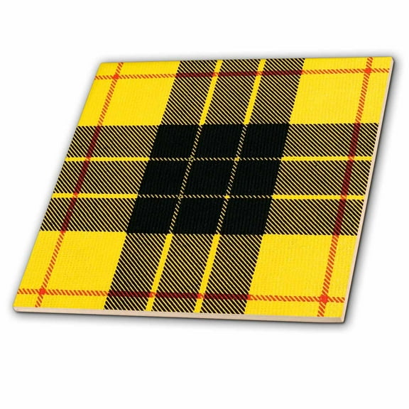 3dRose, Image of MACLEOD Clan Kilt Scottish Tartan Plaid Pattern, 4 Inch Ceramic Tile