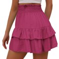 thumbnail image 4 of YUGYXL Women's Cotton Ruffle Shorts High Stretch Waist Summer Shorts Teen Girl Cute Pleated Shorts Elegant Outdoor Shorts Hot Pink XL, 4 of 6