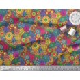 thumbnail image 2 of Soimoi Rayon Fabric Colorful Flowers Clip Art Printed Fabric 1 Yard 56 Inch Wide, 2 of 3