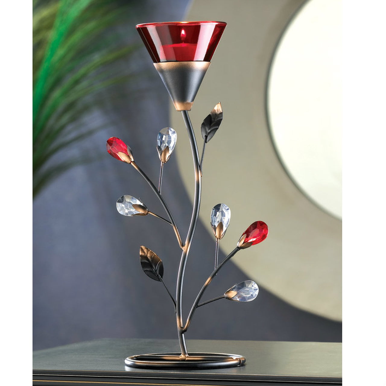 Ruby Blooms Candleholder 
