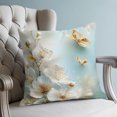 thumbnail image 4 of Pillow Covers 16x16 Set of 2, White Golden Floral Throw Pillow Covers Decorative Couch Cushion Cover, Farmhouse Butterflies Ombre Romantic Microfiber Soft Pillowcases for Bedroom Living Room Sofa, 4 of 9