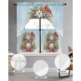 thumbnail image 2 of Christmas Cardinal Swag Kitchen Curtains Sets for Windows 24 Inch Length, Winter Xmas Poinsettia Berry Sky Blue Short Window Curtain Panels Swags Valances and Tiers 3 Piece Set for Cafe/Dining Room, 2 of 5