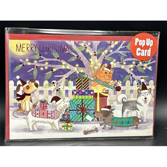 Merry Christmas Pop Up Greeting Card w/Envelope
