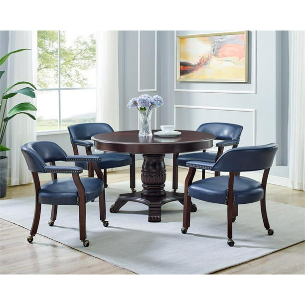 Bowery Hill Navy Blue Faux Leather Arm, Light Blue Leather Arm Chair