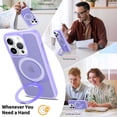 thumbnail image 5 of Asuwish Phone Case for iPhone 13 Pro/14 Pro 6.1 inch Tempered Glass Screen Protector Magnetic Folding Stand Frosted Translucent Rugged Shockproof Protective Cell Cover iPhone13/14Pro Women Men Purple, 5 of 7