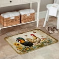 thumbnail image 2 of FJPT Non Slip Flannel Polyester Floor Mat Rooster And Flowers Design For Bathroom Kitchen Bedroom Decor 16x24 inch, 2 of 5
