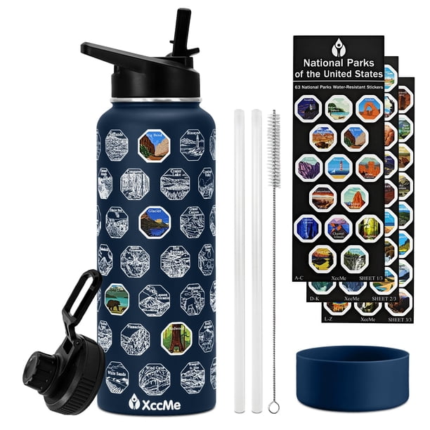 Botella de agua XccMe National Parks 1.2L de acero inoxidable azul