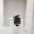 thumbnail image 2 of Natural Garnet Ring, Rough Garnet Gemstone Ring, January Birthstone, 2 Hammered Band, 925 Sterling Silver, Womens Ring, Christmas, Thanksgiving, Handmade, Statement Jewelry, Rough Gemstone Jewelry, 2 of 6