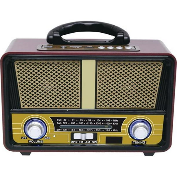 QFX RETRO90 AM FM MP3 SW Radio Rétro Bluetooth&44; Brun
