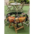 thumbnail image 3 of Outdoor Tablecloth with Umbrella Hole and Zipper, St. Patrick's Day Round Table Cloth 60 Inch Waterproof Tablecloth, Green Lucky Shamrocks Harp Beer Black Picnic Table Cover for Patio Camping, 3 of 7