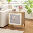 thumbnail image 2 of Costway 1 PCS Nightstand with Storage Faux Marble Surface Accent Table with 2 Pull-out Drawers, 2 of 10