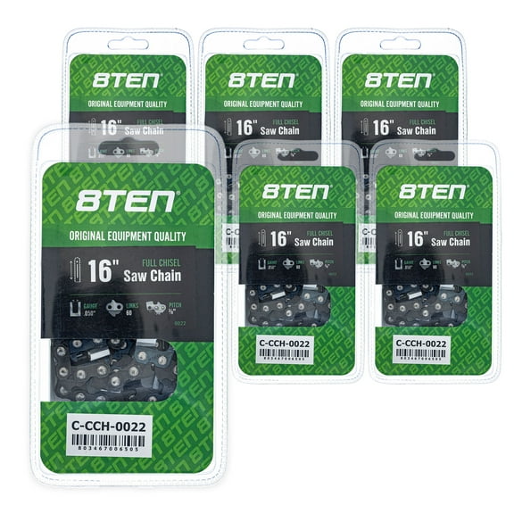 8TEN Chainsaw Chain 16 inch .050 3/8 60DL for Husqvarna 285 455 460 6 Pack 810-CCC2244H