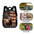 thumbnail image 2 of Kuiaobaty Deer American Flag Pattern Backpack School Bags for Boys Girls Kids, 3 Pcs Bookbag Backpacks for Elementary Middle High school Student, Bookbag Set with Lunch Bag and Pencil Case, 2 of 7