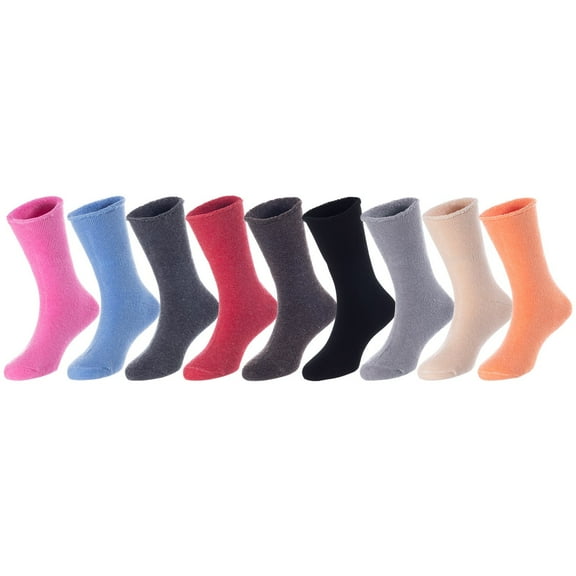 9 Pairs Children's Wool Crew Socks for Boys and Girls. Durable, Stretchable, Thick & Warm Sweat Resistant Kid Socks LK0601 Size 6Y-8Y (Random Colors)