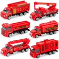 thumbnail image 1 of Camión de bomberos de juguete Bloolilies fundido a presión, paquete de 6 para niños de 3 a 5 años, 1 of 5