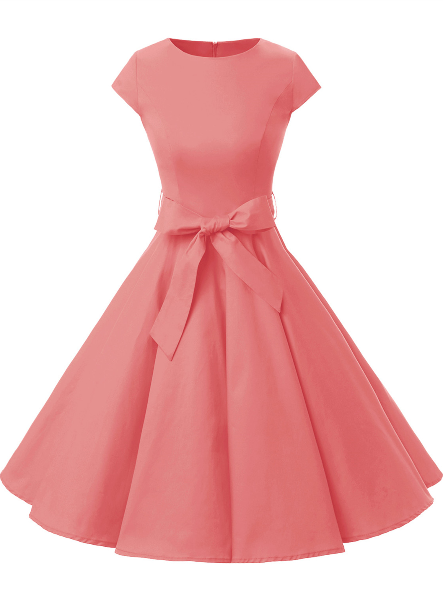 Giulot Vintage Floral Printed Tea Party Cocktail Dress Retro 1950s Retro Rockabilly Prom Dresses Cap-Sleeve Formal Dress 