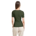 thumbnail image 4 of Women's Casual Short Sleeve Scoop Neck Summer Tops Ribbed Knit Slim Fit Tee Shirts, 4 of 4