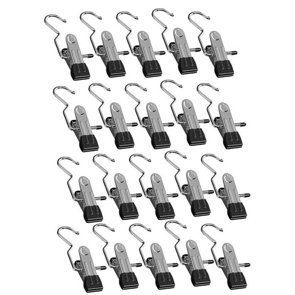 UNTERING 20Pcs Boot Hangers Clips, Laundry Hooks Hanging Clips Clothes Pins Closet Hanger Clamps Socks Towel Clips for Closet