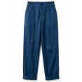 thumbnail image 4 of Womens Casual Linen Capri Cargo Pants Loose elastic Waist ankle Cropped Trouser with Pockets and Button, 4 of 5