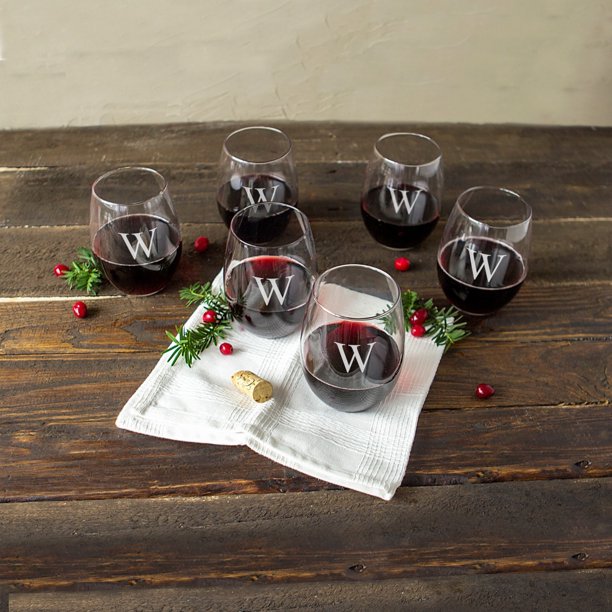 21 oz. Stemless Wine Glasses Personalized 21ounce Stemless Wine Glasses (Set of 6) Walmart