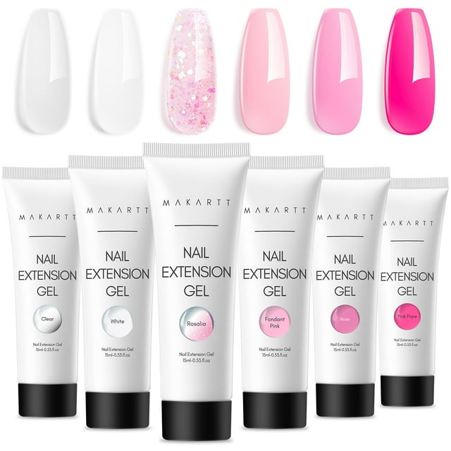 Set de gel de uñas de polietileno Makartt, 6 colores, con protector y fortalecimiento