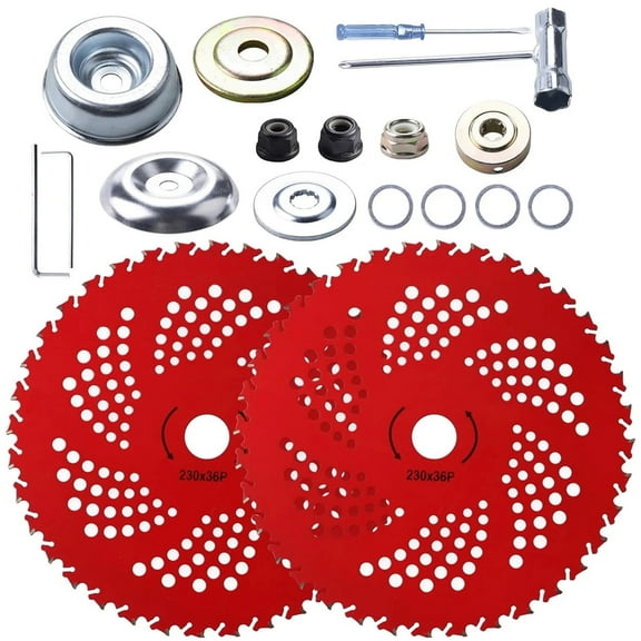 2 Pack 9" x36T Carbide Tipped Tip Brush Cutter Weed Eater Blades with Universal Adapter Kit for Brush Cutter, Trimmer, Weed Eater, Compatible with Husqvarna, Stihl, Fsx, and More