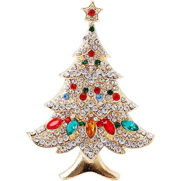 Vintage Colored Christmas Tree Rhinestone Brooch Pin Wedding Party Jewelry