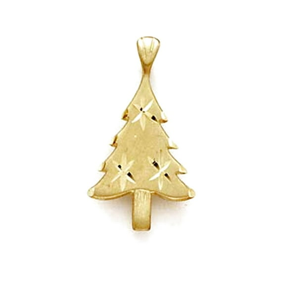 14k Yellow Gold Christmas Tree Pendant Necklace Pendant for Women - .9 Grams