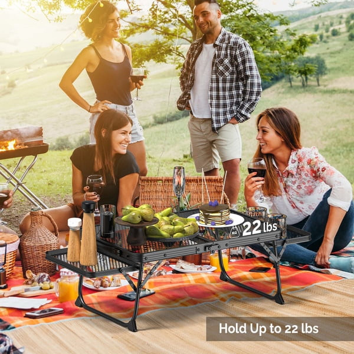 3ft Aluminum Folding Table with Wing Panels - Portable, Lightweight, Outdoor Camping Dining & Serving Table