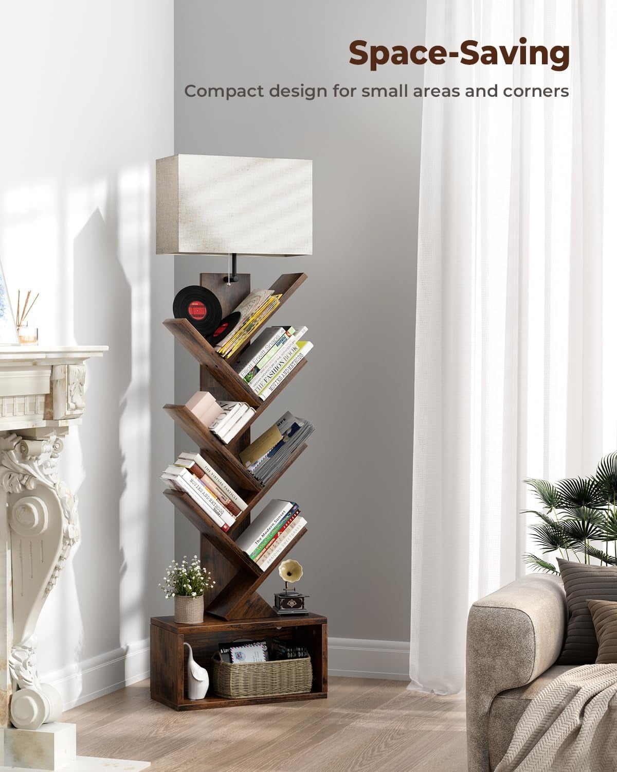 9W 3-Color Floor Lamp with Fabric Shade, Standing Lamp for Living Room Bedroom Home Office