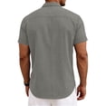 thumbnail image 4 of Qwertyu Men's Linen Shirts Short Sleeve Casual Button Down Shirt Business Dress Clothing Beach Fashion Summer Tops BR M, 4 of 4