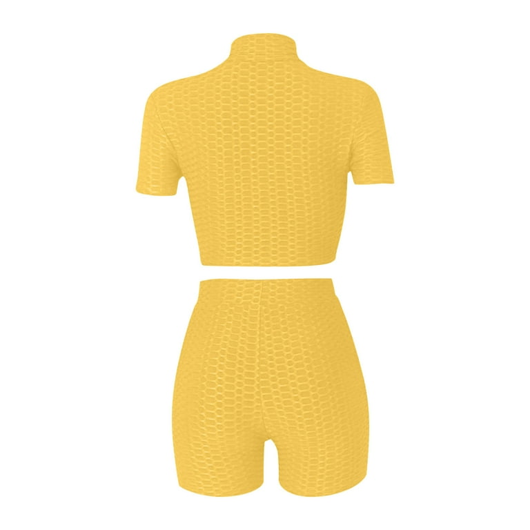 Lemon Yellow 2 Piece Shorts Set – Body Of Agoddess Fitness