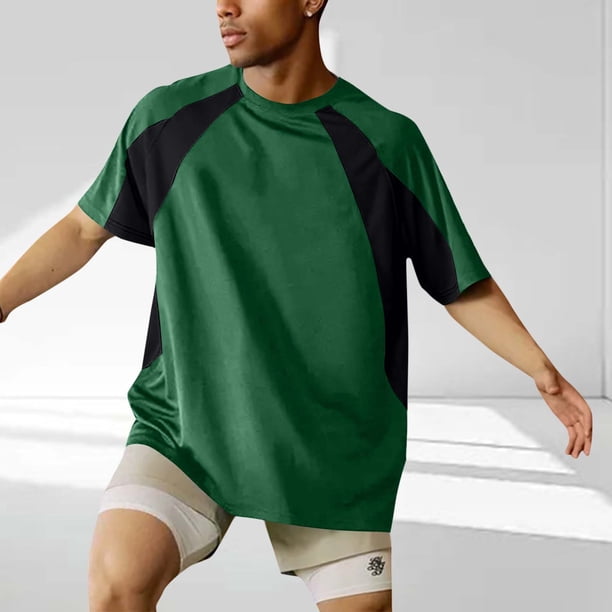 pstuiky camisetas camisas para hombre, Camiseta deportiva informal de verano para hombre, de color liso, con botones, cuello redondo y manga corta camisas casuales para hombre xl