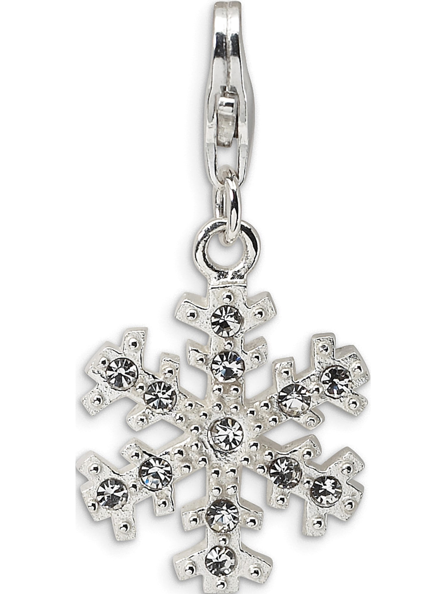 925 Sterling Silver CZ Snowflake w//Lobster Clasp Charm