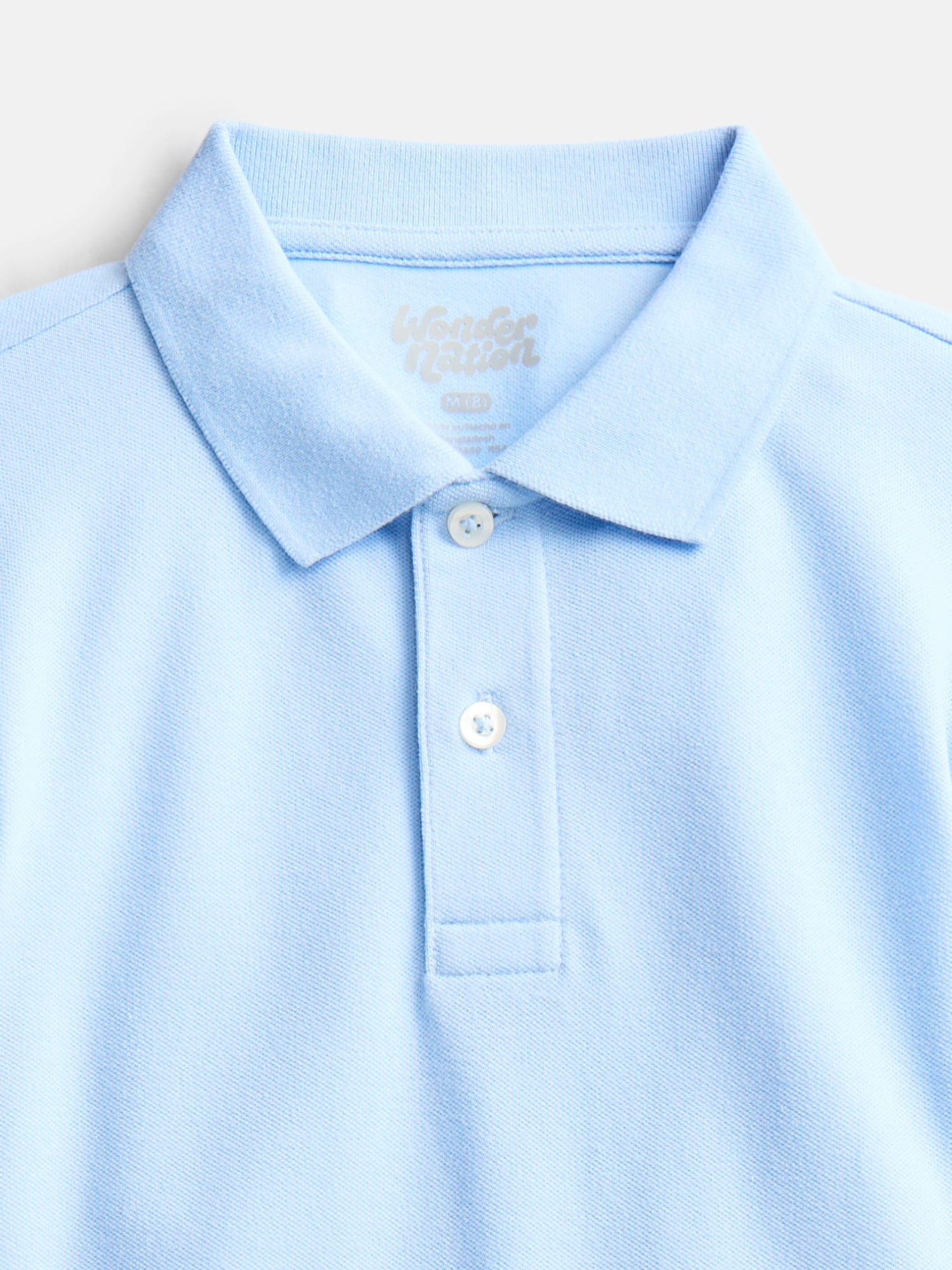 Wonder Nation Boys School Uniform Pique Polo Shirt with Short Sleeves, Size 4-18