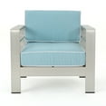 thumbnail image 3 of Bridget Outdoor Aluminum Framed Club Chairs with Water Resistant Cushions (Set of 4), Light Teal, White, Silver, 3 of 12