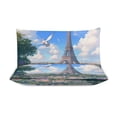 thumbnail image 3 of 3 Pcs Soft Bedding Set, Includes 1 Duvet Cover with Zipper And 2 Pillow,Shams Eiffel Tower Queen(90"×90"), 3 of 8